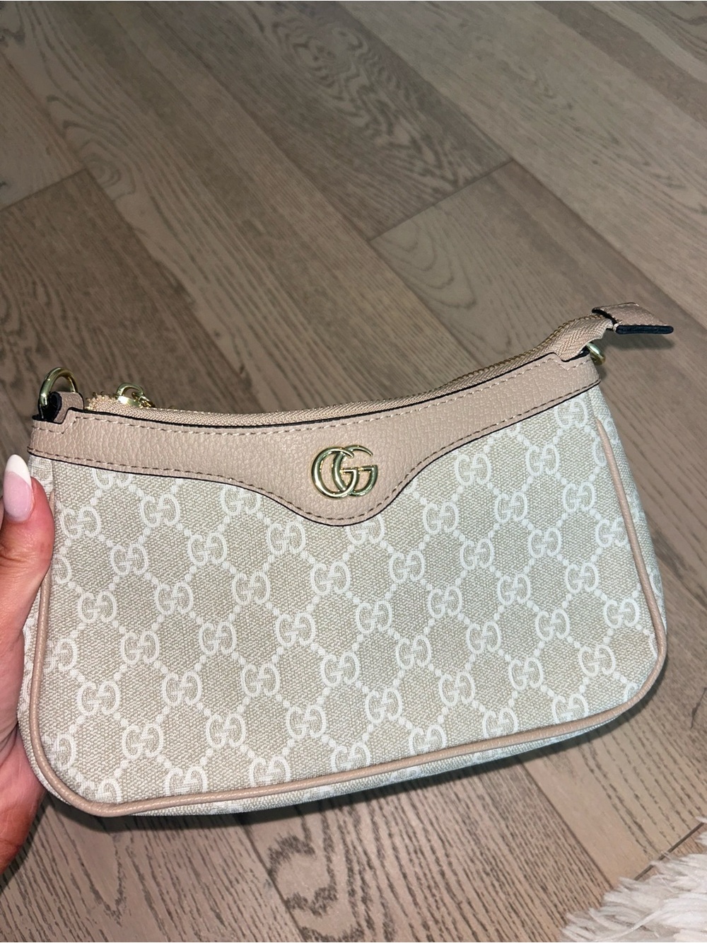 Gucci Beige GG Mini Shoulder Bag with Gold Hardware